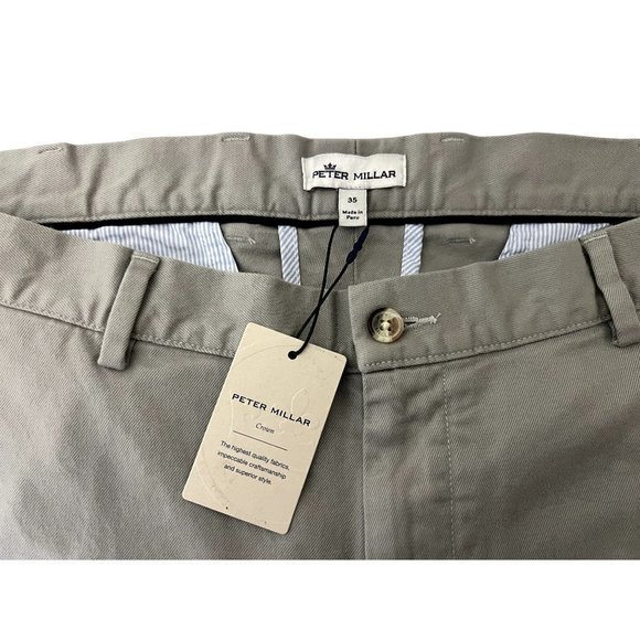 Peter Millar Crown Men's Various Size Stone Gray Twill Pima Cotton Chino Pants - Picture 8 of 11